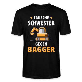 Tausche Schwester Gegen Bagger Kinder Mit Bagger - Stanley/Stella Unisex Bio-T-Shirt CRAFTER - Schwarz - Vorne - Alina (178cm) & Michal (187cm)