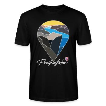 Kanzel Preikestolen Prekestolen Lysefjord Norwegen - Stanley/Stella Unisex Bio-T-Shirt CRAFTER - Schwarz - Vorne - Alina (178cm) & Michal (187cm)