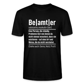 Beamter Geschenk Lustiger Beamten Polizei Spruch - Stanley/Stella Unisex Bio-T-Shirt CRAFTER - Schwarz - Vorne - Alina (178cm) & Michal (187cm)