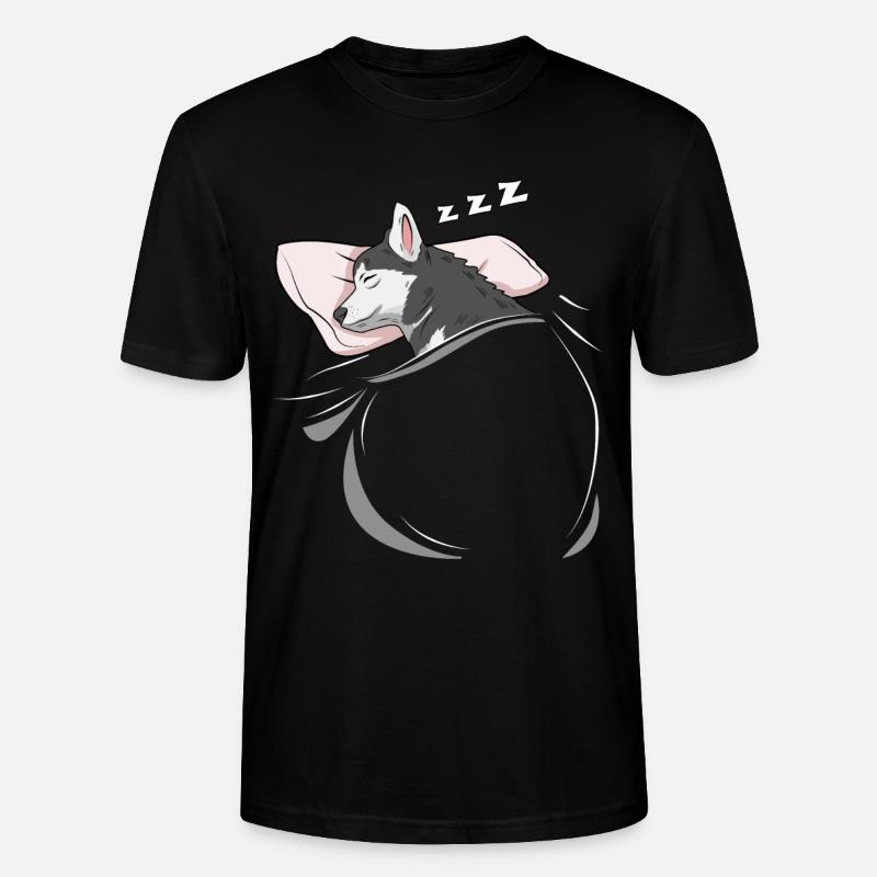 Schlafender und schlumender Husky - Stanley/Stella Unisex Bio-T-Shirt CRAFTER - Schwarz