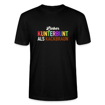 FCK Nazis Raus Gegen Rechts Anti Rassismus Spruch - Stanley/Stella Unisex Bio-T-Shirt CRAFTER - Schwarz - Vorne - Alina (178cm) & Michal (187cm)