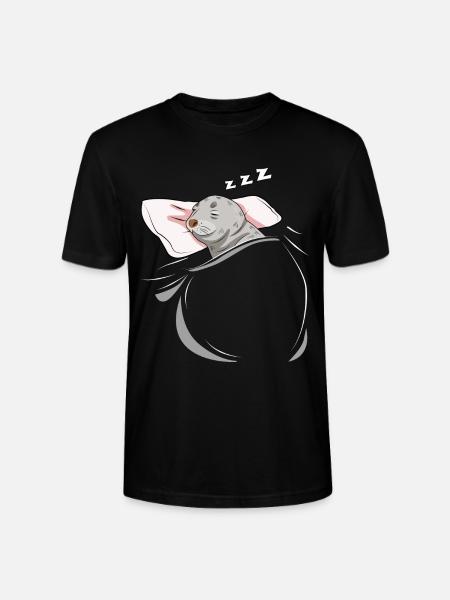 Sleeping and slumbering seal - Stanley/Stella CRAFTER Unisex Organic T-Shirt - black