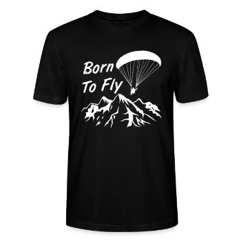 Born To Fly Cooles Paraglider Berge Geschenk - Stanley/Stella Unisex Bio-T-Shirt CRAFTER - Schwarz - Vorne - Alina (178cm) & Michal (187cm)