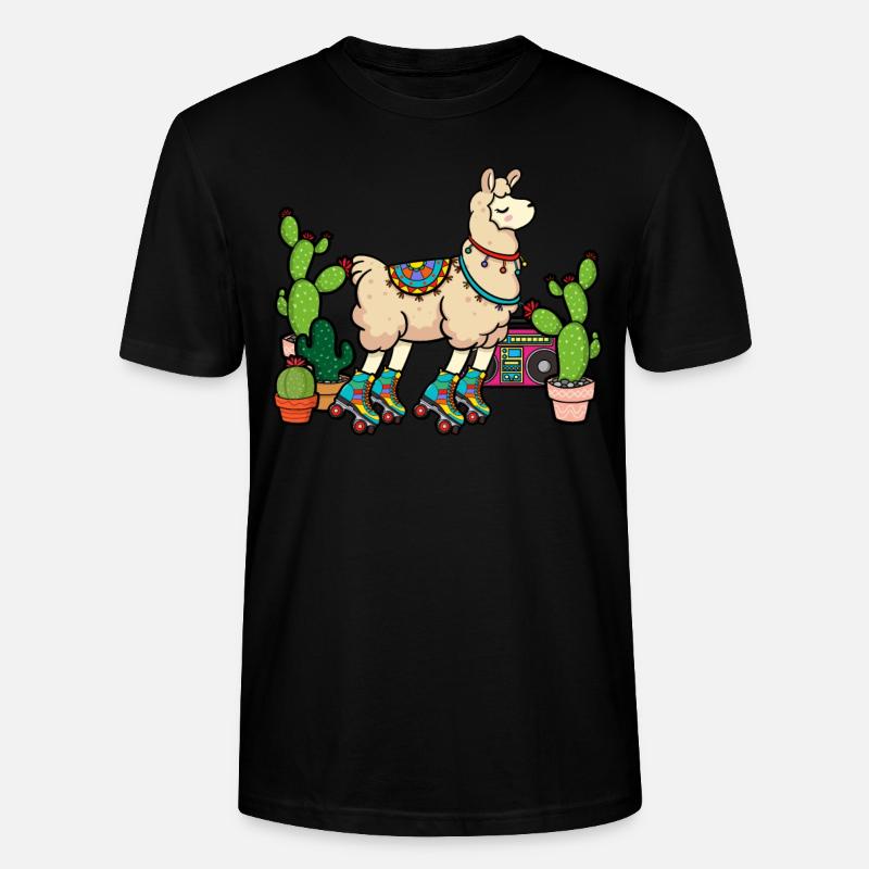 Llama Disco Roller Cactus - Stanley/Stella Unisex Bio-T-Shirt CRAFTER - Schwarz