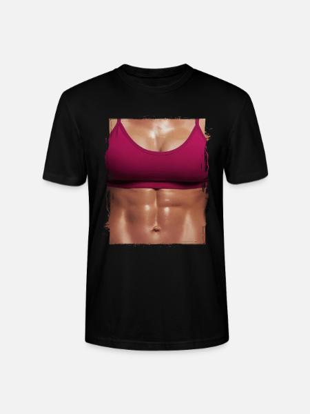Fake muscle woman fitness female body - Stanley/Stella CRAFTER Unisex Organic T-Shirt - black