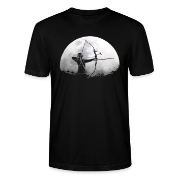 Bogen Bogenschütze Mond - Stanley/Stella Unisex Bio-T-Shirt CRAFTER - Schwarz - Vorne - Alina (178cm) & Michal (187cm)