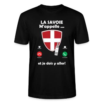 La savoie m'appelle et je dois y aller ! et gnôle - T-shirt bio CRAFTER Stanley Stella Unisexe - noir - Devant - Alina (178cm) & Michal (187cm)