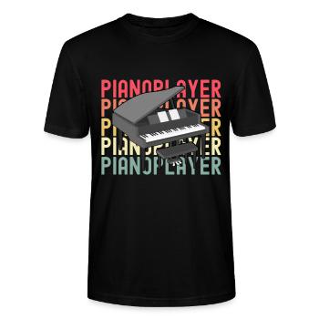 Klavier - Stanley/Stella Unisex Bio-T-Shirt CRAFTER - Schwarz - Vorne - Alina (178cm) & Michal (187cm)