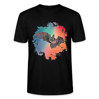 Fledermaus - Stanley/Stella Unisex Bio-T-Shirt CRAFTER - Schwarz - Vorne - Alina (178cm) & Michal (187cm)