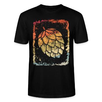 Hopfen Vintage Retro Craft Bier Liebhaber Brauen - Stanley/Stella Unisex Bio-T-Shirt CRAFTER - Schwarz - Vorne - Alina (178cm) & Michal (187cm)
