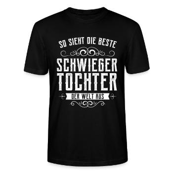 Beste Schwiegertochter der Welt - Stanley/Stella Unisex Bio-T-Shirt CRAFTER - Schwarz - Vorne - Alina (178cm) & Michal (187cm)