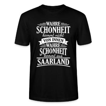 Wahre Schönheit Kommt Aus Saarland Saarländer - Stanley/Stella Unisex Bio-T-Shirt CRAFTER - Schwarz - Vorne - Alina (178cm) & Michal (187cm)