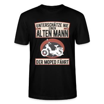 Moped Mofa Mopedfahrer Männer Opa Geschenk - Stanley/Stella Unisex Bio-T-Shirt CRAFTER - Schwarz - Vorne - Alina (178cm) & Michal (187cm)