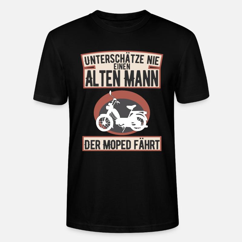 Moped Mofa Mopedfahrer Männer Opa Geschenk - Stanley/Stella Unisex Bio-T-Shirt CRAFTER - Schwarz