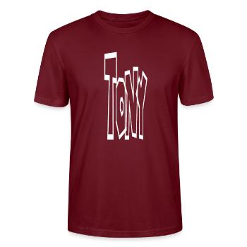 Nom de Tony - T-shirt bio CRAFTER Stanley Stella Unisexe - bordeaux - Devant - Alina (178cm) & Michal (187cm)