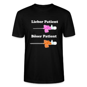 RETTUNGSDIENST ANÄSTHESIE NARKOSE LUSTIGER SPRUCH - Stanley/Stella Unisex Bio-T-Shirt CRAFTER - Schwarz - Vorne - Alina (178cm) & Michal (187cm)