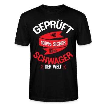 Schwager Geschenk - Stanley/Stella Unisex Bio-T-Shirt CRAFTER - Schwarz - Vorne - Alina (178cm) & Michal (187cm)