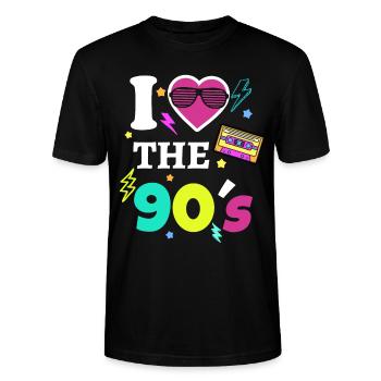 Jag älskar 90-talet 90-talets roliga fest - Ekologisk T-shirt CRAFTER unisex från Stanley/Stella - svart - Fram - Alina (178cm) & Michal (187cm)