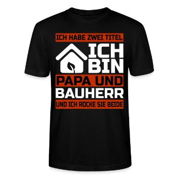 Bauherr und Papa - Hausbau Geschenk - Stanley/Stella Unisex Bio-T-Shirt CRAFTER - Schwarz - Vorne - Alina (178cm) & Michal (187cm)