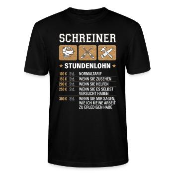 Schreiner Stundenlohn Tischler Schreinermeister - Stanley/Stella Unisex Bio-T-Shirt CRAFTER - Schwarz - Vorne - Alina (178cm) & Michal (187cm)