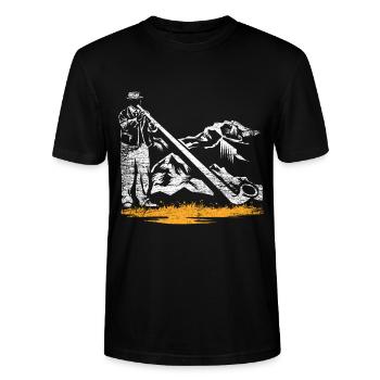 Alphorn Alpen - Stanley/Stella Unisex Bio-T-Shirt CRAFTER - Schwarz - Vorne - Alina (178cm) & Michal (187cm)