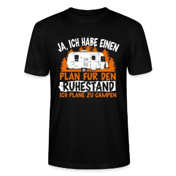 Plan für den Ruhestand Rente Camping - Stanley/Stella Unisex Bio-T-Shirt CRAFTER - Schwarz - Vorne - Alina (178cm) & Michal (187cm)