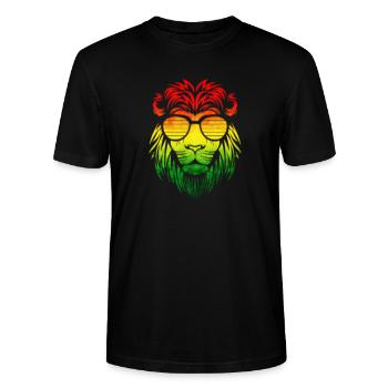 t-shirt jamaïcain couleur lion reggae - T-shirt bio CRAFTER Stanley Stella Unisexe - noir - Devant - Alina (178cm) & Michal (187cm)
