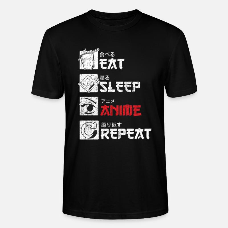 Eat Sleep Anime Repeat Geschenk - Stanley/Stella Unisex Bio-T-Shirt CRAFTER - Schwarz