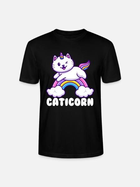 Caticorn rainbow - Stanley/Stella CRAFTER Unisex Organic T-Shirt - black