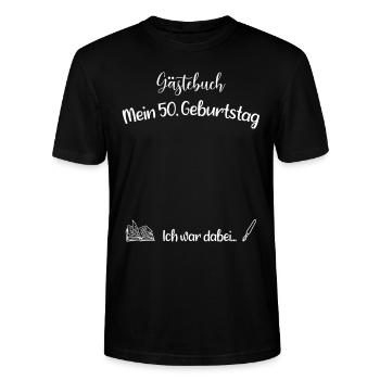 50. Geburtstag Gästebuch - Stanley/Stella Unisex Bio-T-Shirt CRAFTER - Schwarz - Vorne - Alina (178cm) & Michal (187cm)