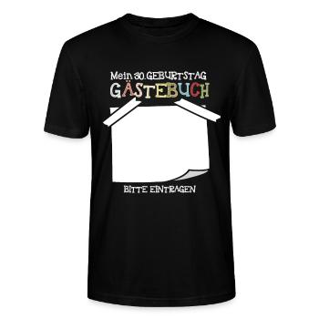 30. Geburtstag Gästeliste Gästebuch Unterschreiben - Stanley/Stella Unisex Bio-T-Shirt CRAFTER - Schwarz - Vorne - Alina (178cm) & Michal (187cm)