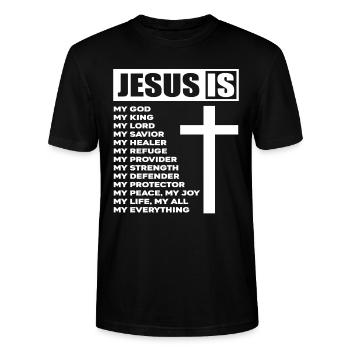 Jésus est mon tout - T-shirt bio CRAFTER Stanley Stella Unisexe - noir - Devant - Alina (178cm) & Michal (187cm)