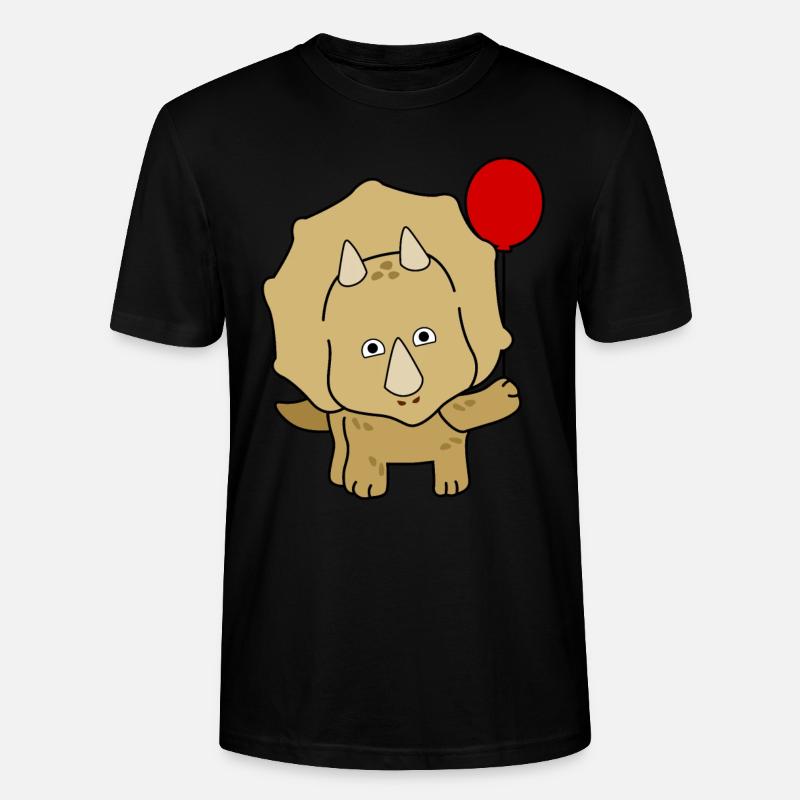 Dinos Triceratops mit Luftballon - Stanley/Stella Unisex Bio-T-Shirt CRAFTER - Schwarz
