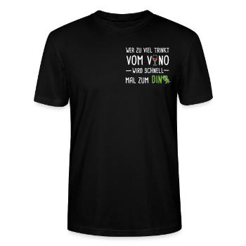 Vino Wein Dino Rotwein Geschenk - Stanley/Stella Unisex Bio-T-Shirt CRAFTER - Schwarz - Vorne - Alina (178cm) & Michal (187cm)