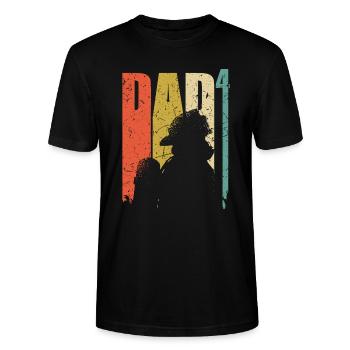 Dad hoch 4 Feuerwehrmann Feuerwehr Papa 4 Kinder - Stanley/Stella Unisex Bio-T-Shirt CRAFTER - Schwarz - Vorne - Alina (178cm) & Michal (187cm)