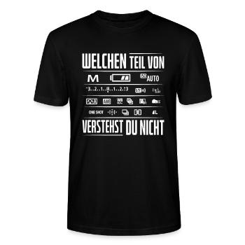 Fotograf, Kamera, Fotogrfieren - Stanley/Stella Unisex Bio-T-Shirt CRAFTER - Schwarz - Vorne - Alina (178cm) & Michal (187cm)