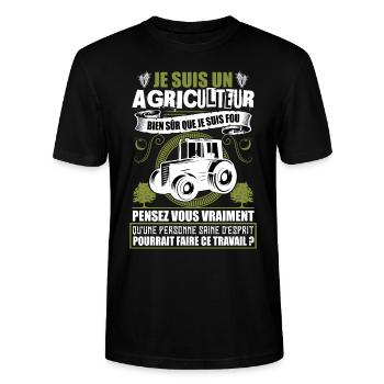 Agriculteur Agriculture Tracteur Humour Cadeau - T-shirt bio CRAFTER Stanley Stella Unisexe - noir - Devant - Alina (178cm) & Michal (187cm)