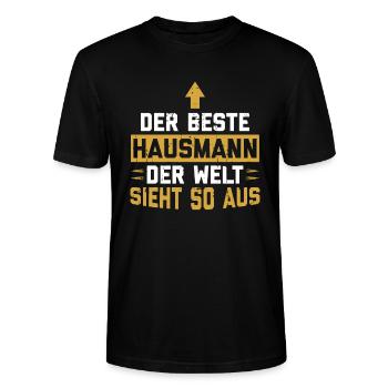 Bester Hausmann Der Welt Sieht So Aus - Hausmann - Stanley/Stella Unisex Bio-T-Shirt CRAFTER - Schwarz - Vorne - Alina (178cm) & Michal (187cm)
