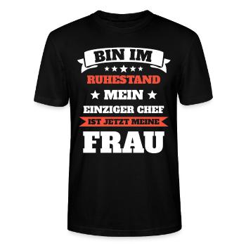 Mein Chef ist meine Frau Rente - Stanley/Stella Unisex Bio-T-Shirt CRAFTER - Schwarz - Vorne - Alina (178cm) & Michal (187cm)