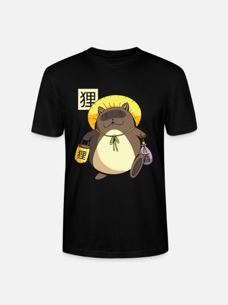 Funny Japanese cartoon character Tanuki Yokai - Stanley/Stella CRAFTER Unisex Organic T-Shirt - black