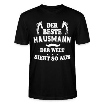 Bester Hausmann Der Welt Sieht So Aus - Hausmann - Stanley/Stella Unisex Bio-T-Shirt CRAFTER - Schwarz - Vorne - Alina (178cm) & Michal (187cm)