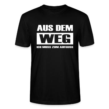Sauna Aufguss Saunieren Schwitzen lustiger Spruch - Stanley/Stella Unisex Bio-T-Shirt CRAFTER - Schwarz - Vorne - Alina (178cm) & Michal (187cm)