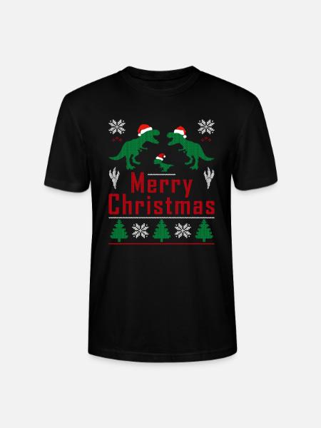Christmas Dinosaur Rex Pyjamas Män Pojkar Barn Gåvor - Ekologisk T-shirt CRAFTER unisex från Stanley/Stella - svart