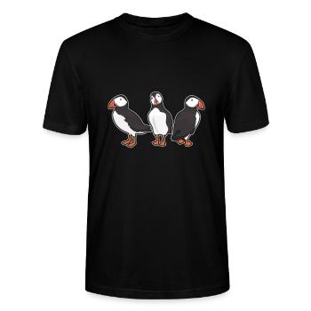 Lustige Papageientaucher Vogelbeobachtung - Stanley/Stella Unisex Bio-T-Shirt CRAFTER - Schwarz - Vorne - Alina (178cm) & Michal (187cm)