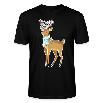 Weihnachten Reh Hirsch Reh braun - Stanley/Stella Unisex Bio-T-Shirt CRAFTER - Schwarz - Vorne - Alina (178cm) & Michal (187cm)