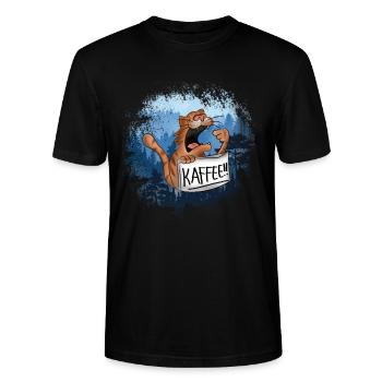 Katze schwarzer Kaffee Barista Kaffeetrinker - Stanley/Stella Unisex Bio-T-Shirt CRAFTER - Schwarz - Vorne - Alina (178cm) & Michal (187cm)