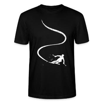 Skifahrer Abfahrt Berge Ski Sport Skier Skifahren - Stanley/Stella Unisex Bio-T-Shirt CRAFTER - Schwarz - Vorne - Alina (178cm) & Michal (187cm)