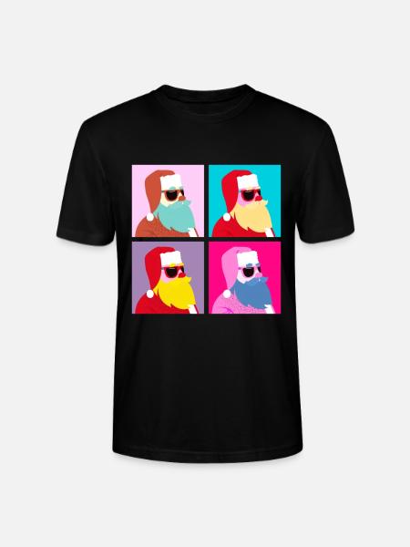 Pop-Art – Santa Claus With Sunglasses - Stanley/Stella CRAFTER Unisex Organic T-Shirt - black