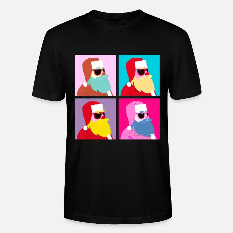 Pop-Art - Weihnachtsmann mit Sonnenbrille - Stanley/Stella Unisex Bio-T-Shirt CRAFTER - Schwarz