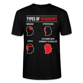 Types of headaches - basic economics lustig Spruch - Stanley/Stella Unisex Bio-T-Shirt CRAFTER - Schwarz - Vorne - Alina (178cm) & Michal (187cm)